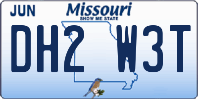 MO license plate DH2W3T