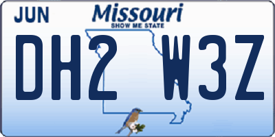MO license plate DH2W3Z
