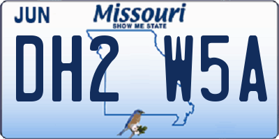 MO license plate DH2W5A
