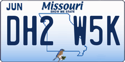 MO license plate DH2W5K