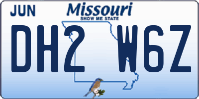 MO license plate DH2W6Z