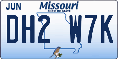 MO license plate DH2W7K