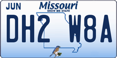 MO license plate DH2W8A