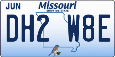 MO license plate DH2W8E