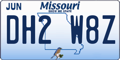 MO license plate DH2W8Z