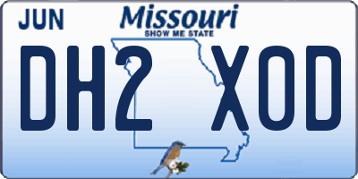 MO license plate DH2X0D