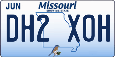 MO license plate DH2X0H
