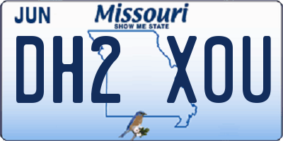 MO license plate DH2X0U