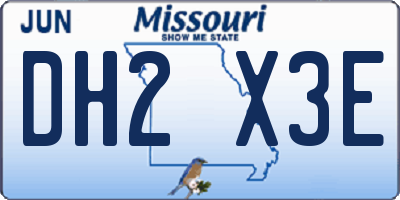 MO license plate DH2X3E