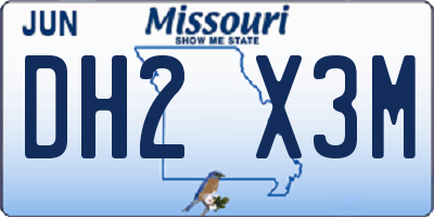 MO license plate DH2X3M