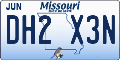 MO license plate DH2X3N