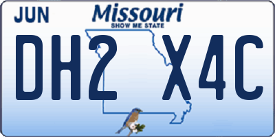 MO license plate DH2X4C