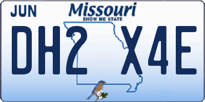 MO license plate DH2X4E