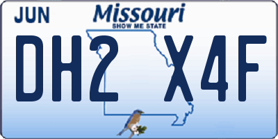 MO license plate DH2X4F