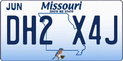 MO license plate DH2X4J