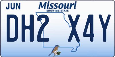 MO license plate DH2X4Y