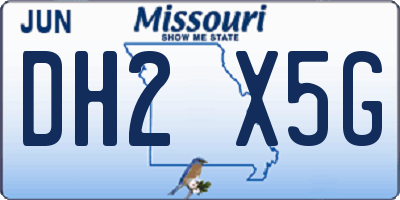 MO license plate DH2X5G