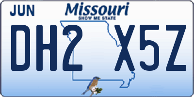 MO license plate DH2X5Z