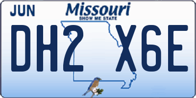 MO license plate DH2X6E