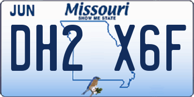MO license plate DH2X6F