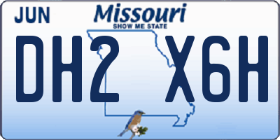 MO license plate DH2X6H
