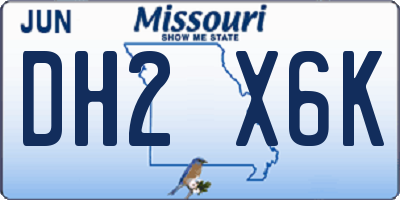 MO license plate DH2X6K