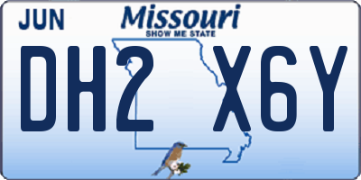 MO license plate DH2X6Y