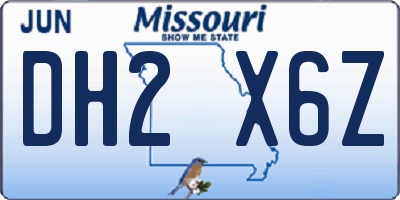 MO license plate DH2X6Z
