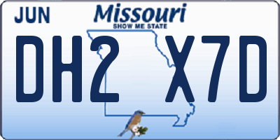 MO license plate DH2X7D