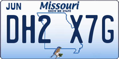 MO license plate DH2X7G