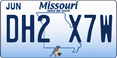 MO license plate DH2X7W