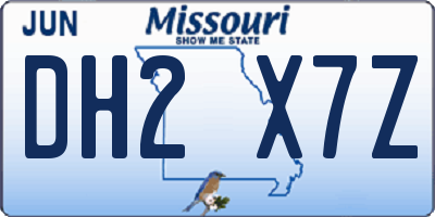 MO license plate DH2X7Z