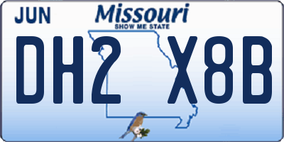 MO license plate DH2X8B