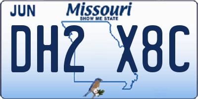 MO license plate DH2X8C