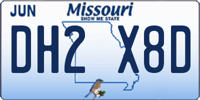 MO license plate DH2X8D
