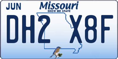 MO license plate DH2X8F