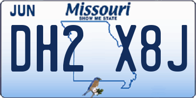 MO license plate DH2X8J