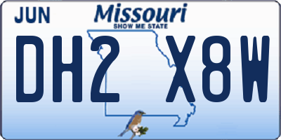 MO license plate DH2X8W