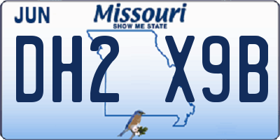 MO license plate DH2X9B