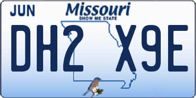 MO license plate DH2X9E