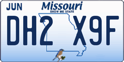 MO license plate DH2X9F