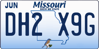 MO license plate DH2X9G