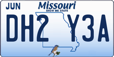 MO license plate DH2Y3A
