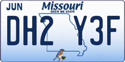 MO license plate DH2Y3F
