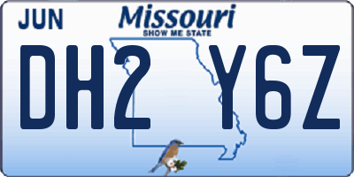 MO license plate DH2Y6Z