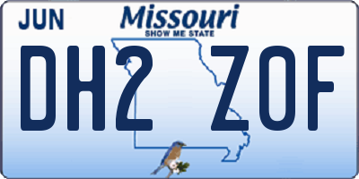 MO license plate DH2Z0F