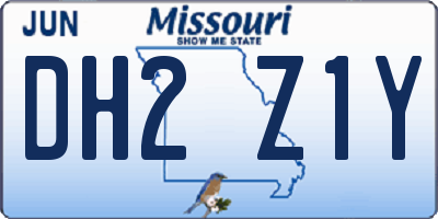 MO license plate DH2Z1Y