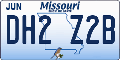 MO license plate DH2Z2B