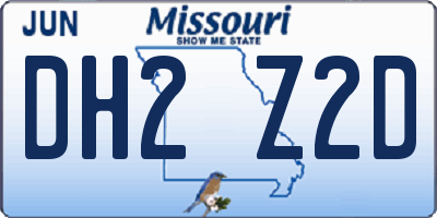 MO license plate DH2Z2D