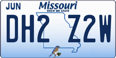 MO license plate DH2Z2W
